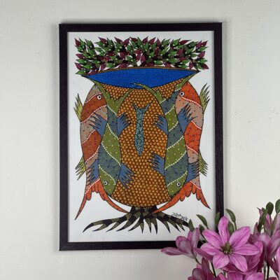 Kuchikala Acrylic Gond Art Painting (With Frame) Acrylic 18 inch x 14 inch Painting (With Frame)