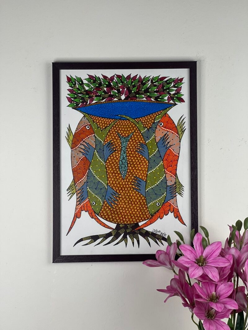 Kuchikala Acrylic Gond Art Painting (With Frame) Acrylic 18 inch x 14 inch Painting (With Frame)