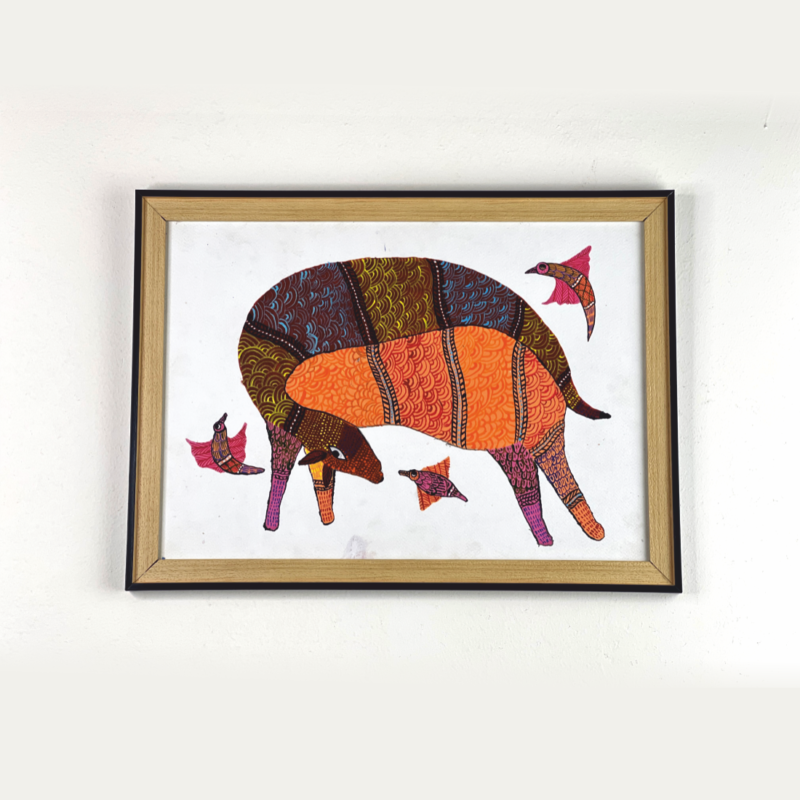 Kuchikala Acrylic Gond Art Painting (With Frame) Acrylic 14 inch x 18 inch Painting (With Frame)