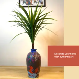 Kuchikala Handcrafted Gond Art Decorative Vase l 12 Inch