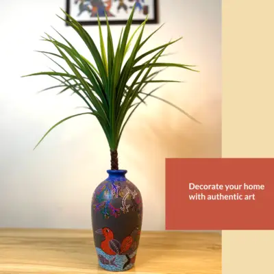 Kuchikala Handcrafted Gond Art Decorative Vase l 12 Inch